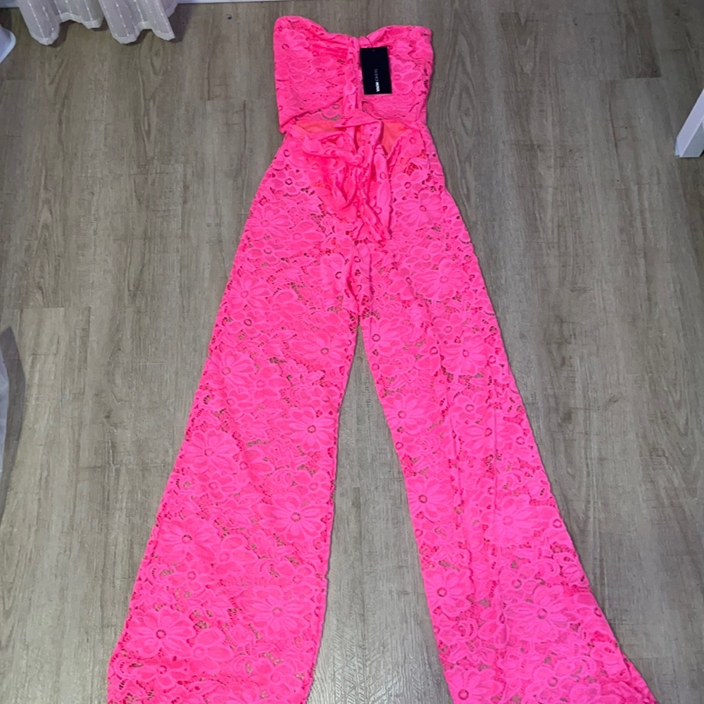 Hot Pink Lace Jumpsuit